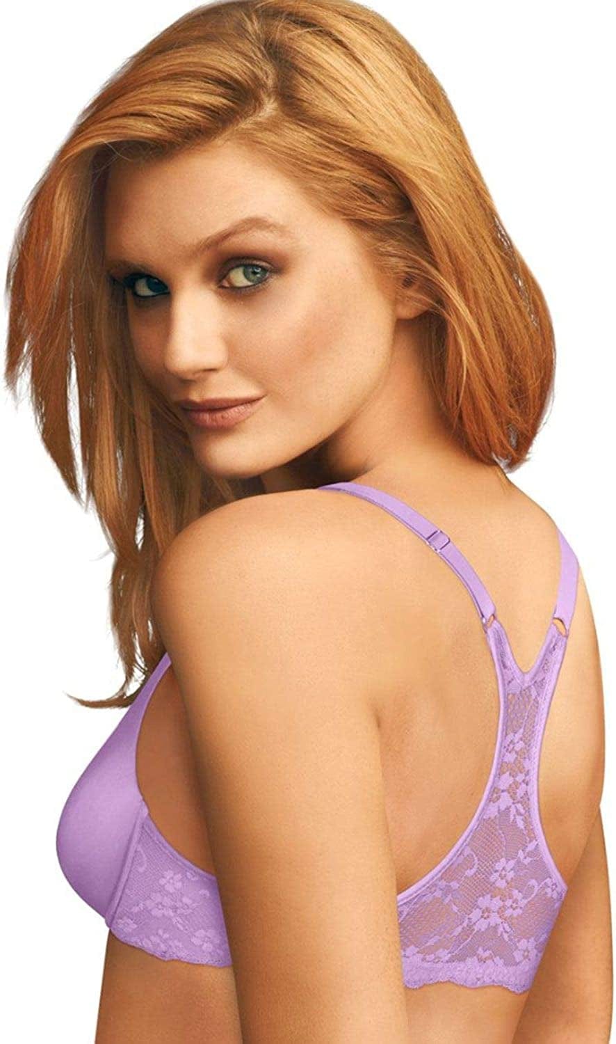 Maidenform Women'S One Fab Fit T-Shirt Bra, Women’S Full Coverage T-Shirt Bra, Women’S Lightly Lined Racerback Bra 07112 Lavender Sparkle / 34C