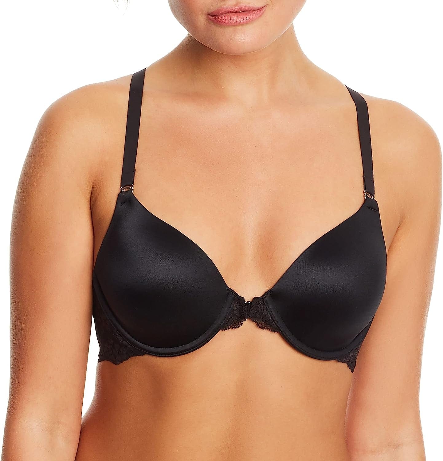 Maidenform Women'S One Fab Fit T-Shirt Bra, Women’S Full Coverage T-Shirt Bra, Women’S Lightly Lined Racerback Bra Black / 36B