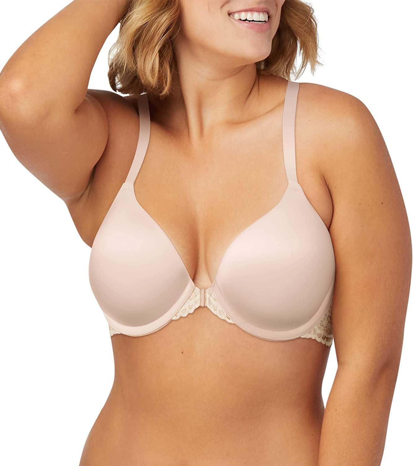 Maidenform Women'S One Fab Fit T-Shirt Bra, Women’S Full Coverage T-Shirt Bra, Women’S Lightly Lined Racerback Bra Sandshell/Pearl / 34B