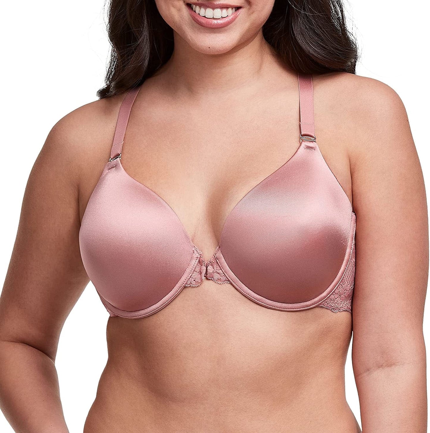 Maidenform Women'S One Fab Fit T-Shirt Bra, Women’S Full Coverage T-Shirt Bra, Women’S Lightly Lined Racerback Bra Misted Rose / 34B