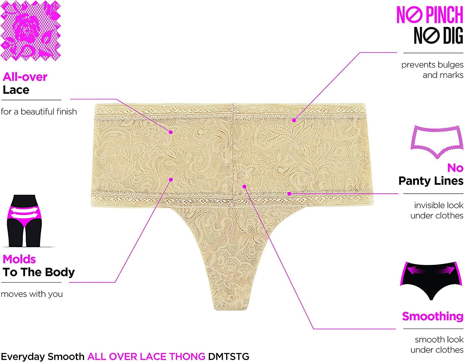 Maidenform Women'S Tummy Smoothing Lace Thong