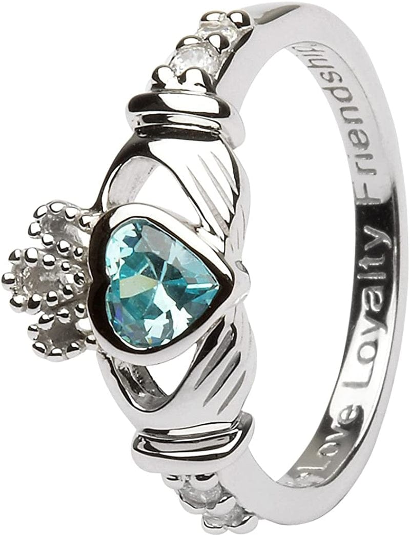March Birth Month Sterling Silver Claddagh Ring LS-SL90-3. Made in Ireland. 4