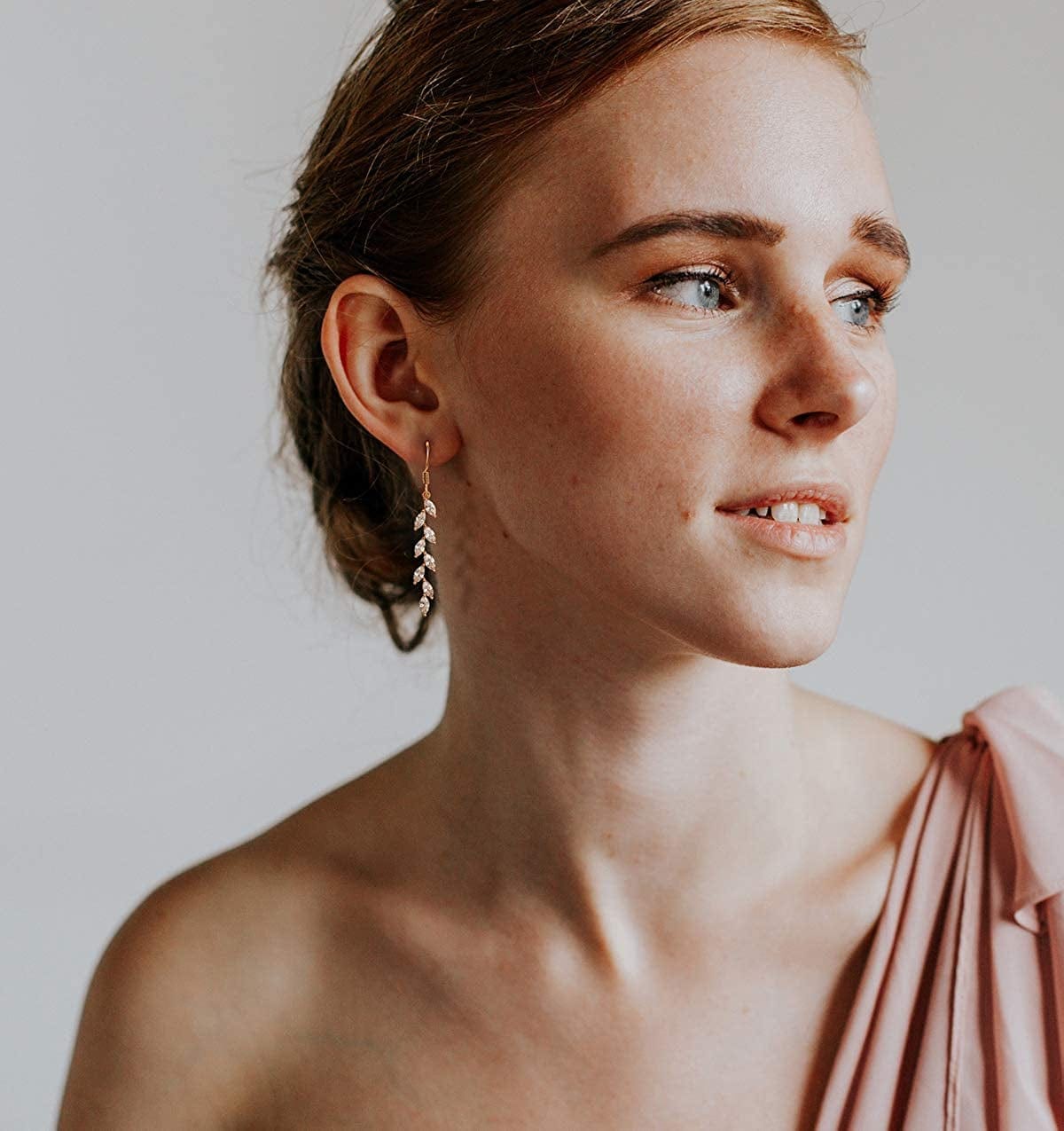 Marquise Wedding Dangle Earrings for Brides Bridesmaid, Crystal Long Bridal Earrings for Women Prom