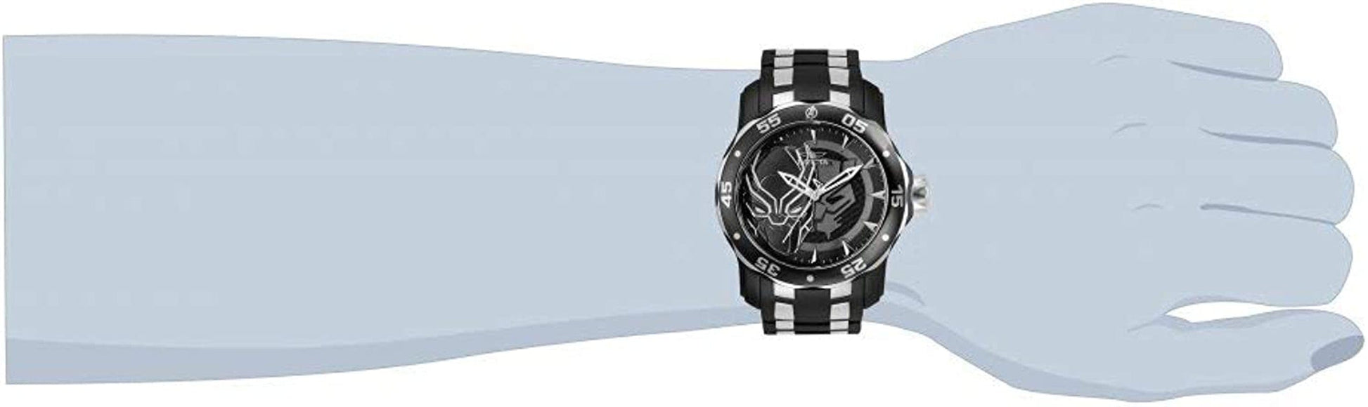 Marvel Men'S 48Mm Pro Diver Scuba Black Panther Black Silver Two Tone Limited Edition Quartz Stainless Steel Bracelet Watch