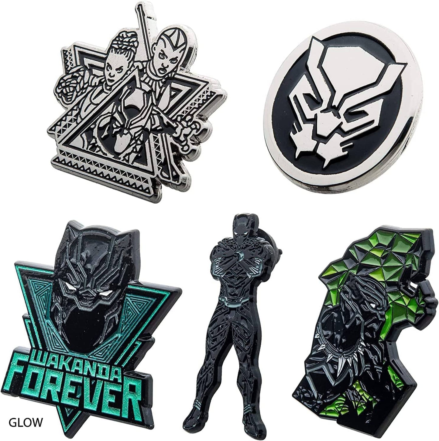 Marvel Studios: Black Panther Wakanda Forever Metal-Based and Enamel 5 Lapel Pin Set with an Officially Licensed Wakanda Forever Window Box ( Exclusive).