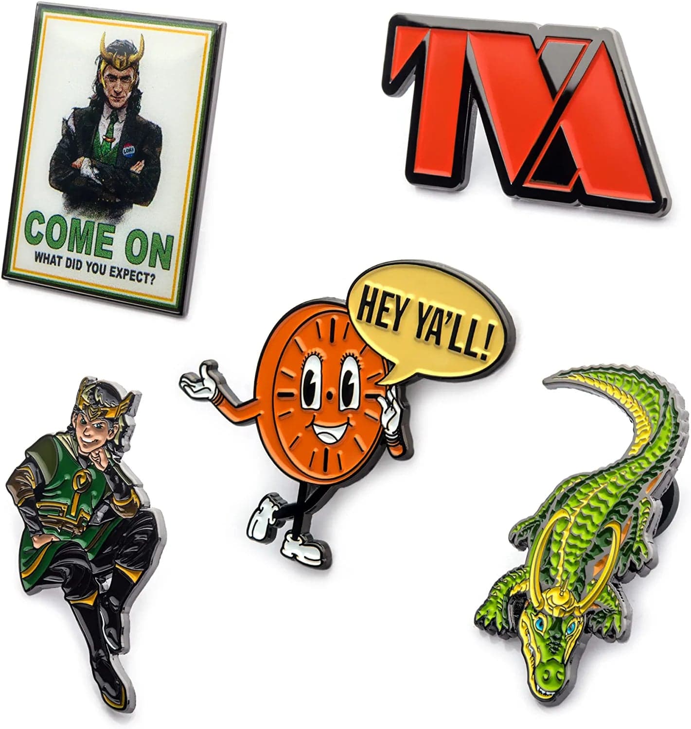 Marvel Studios: Loki "God of Mischief" and "Most Powerful Asgard'S Sorcerer" Limited Edition Metal-Based and Enamel 5 Lapel Pin Set. ( Exclusive)