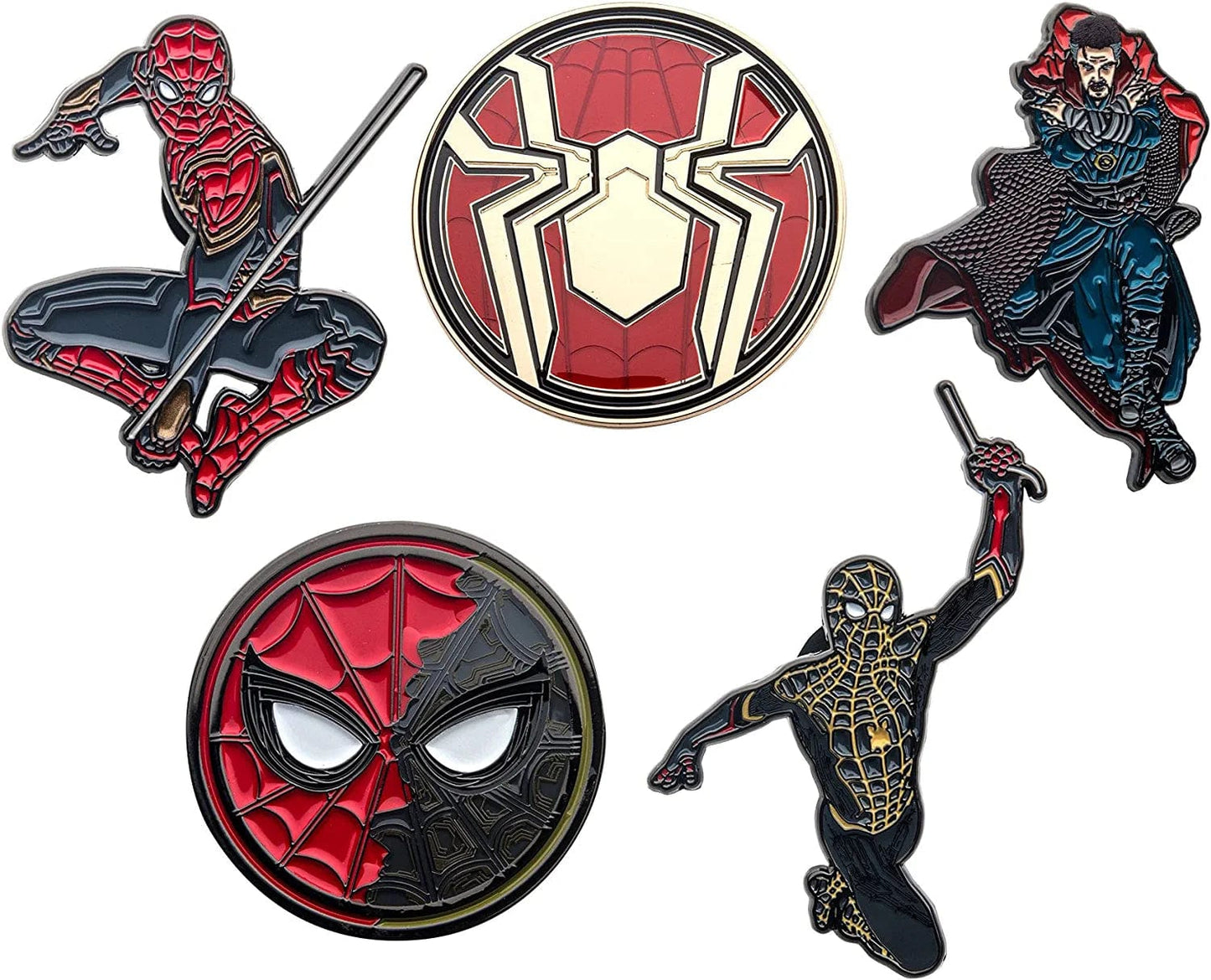 Marvel Studios: Spider-Man "No Way Home" Metal-Based and Enamel 5 Lapel Pin Set Comes in an Officially Licensed Box ( Exclusive)