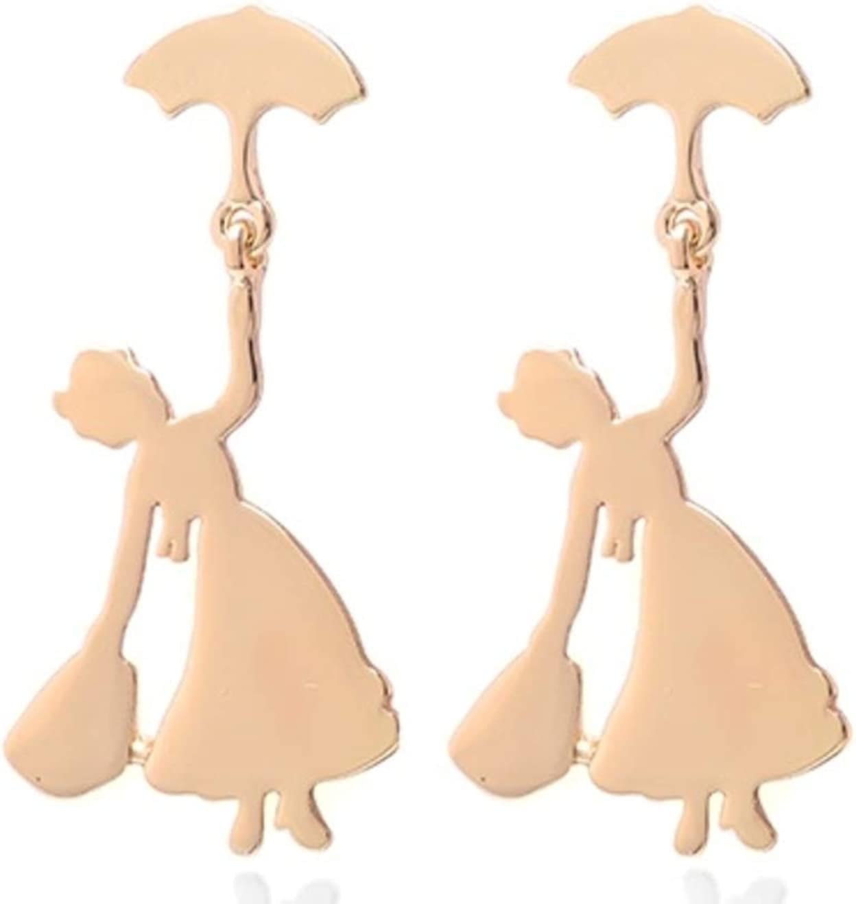 Mary Dangle Earrings - Poppins Silver Flying Umbrella Fashion Earring for Women Popps Gold Earrings