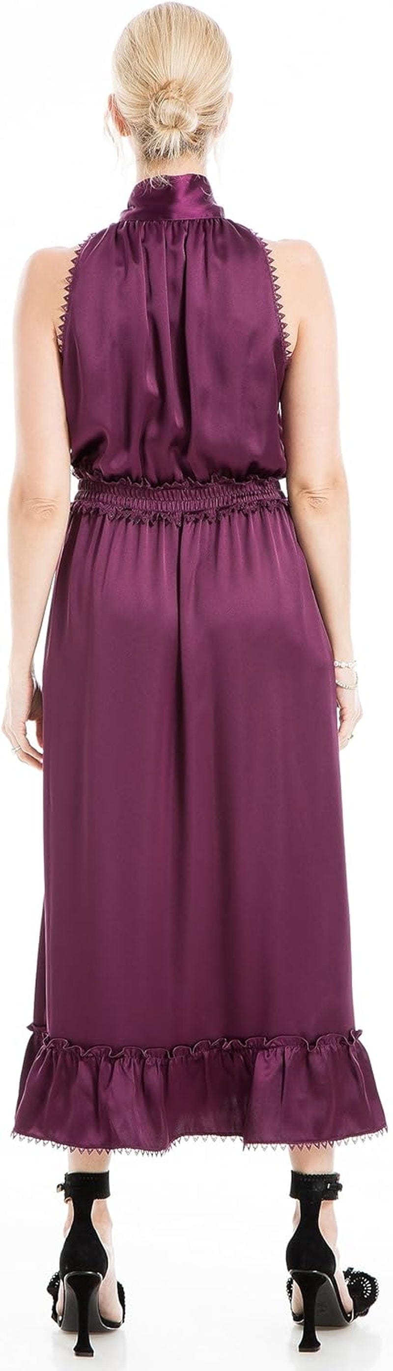 Max Studio Women'S Satin Midi Ruffle Dress