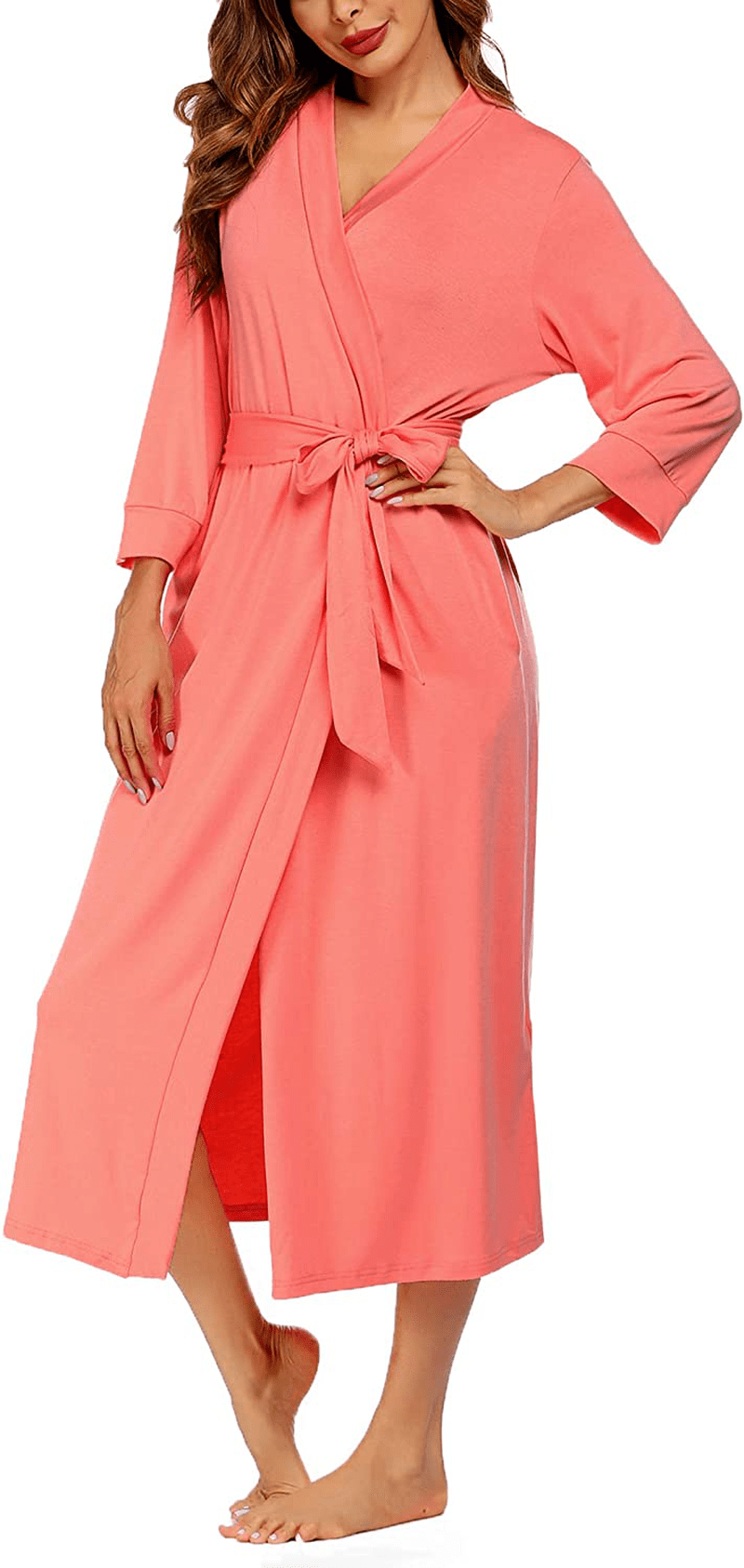 MAXMODA Women Kimono Robes Long Knit Bathrobe Soft Robe Casual Ladies Loungewear S-3XL Apparel & Accessories > Clothing > Sleepwear & Loungewear > Robes MAXMODA