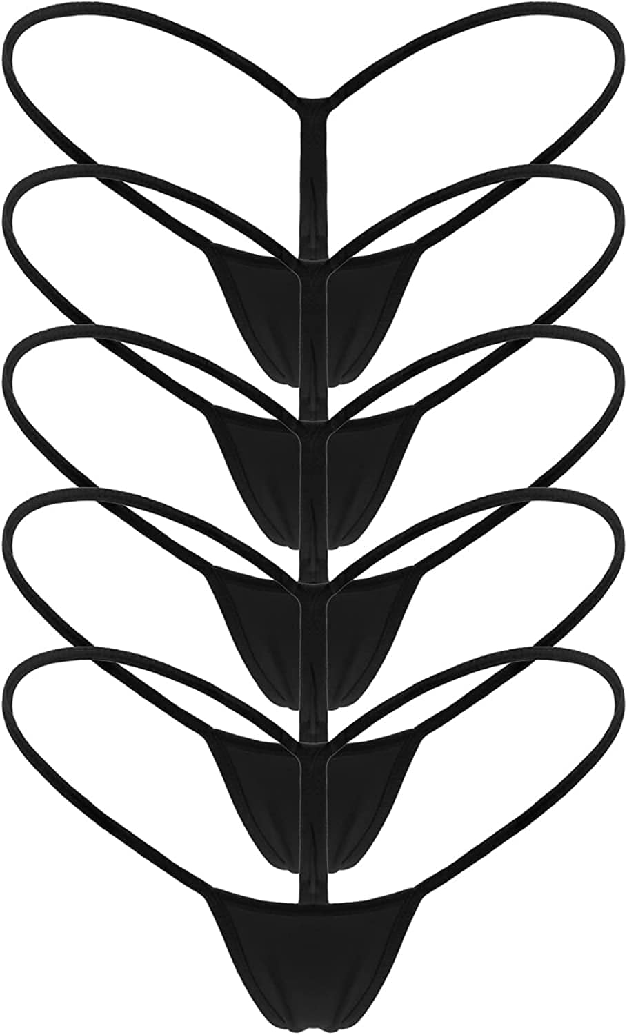 Mbotnee Women'S G-Strings Micro Thongs Tiny Panties Underwear 5-packs Black / Small