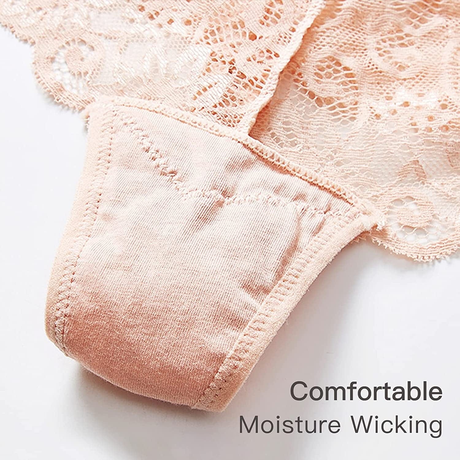 MEIYATING Women'S Low Waist Lace Thongs for Women Underwear V Back Panties 5 Pack