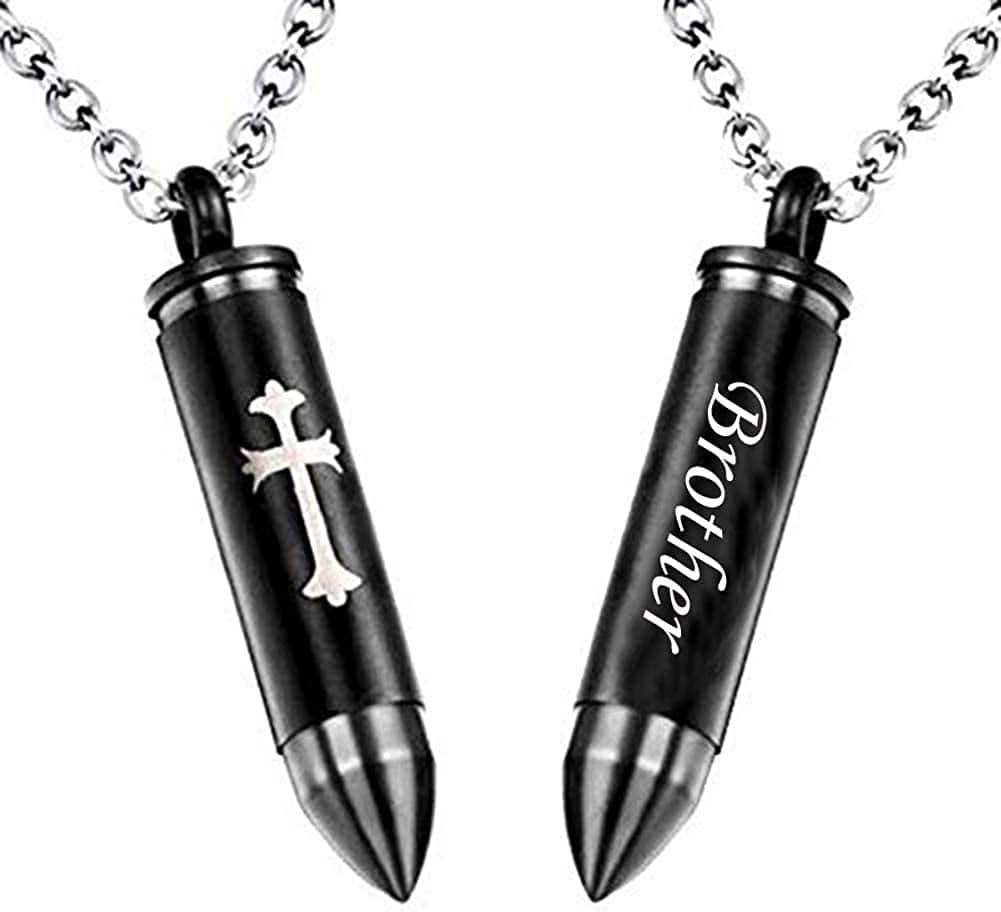 MEMORIALU Celtic Cross Bullet Urn Necklaces for Ashes Cremation Jewelry Keepsake Memorial Pendant Brother