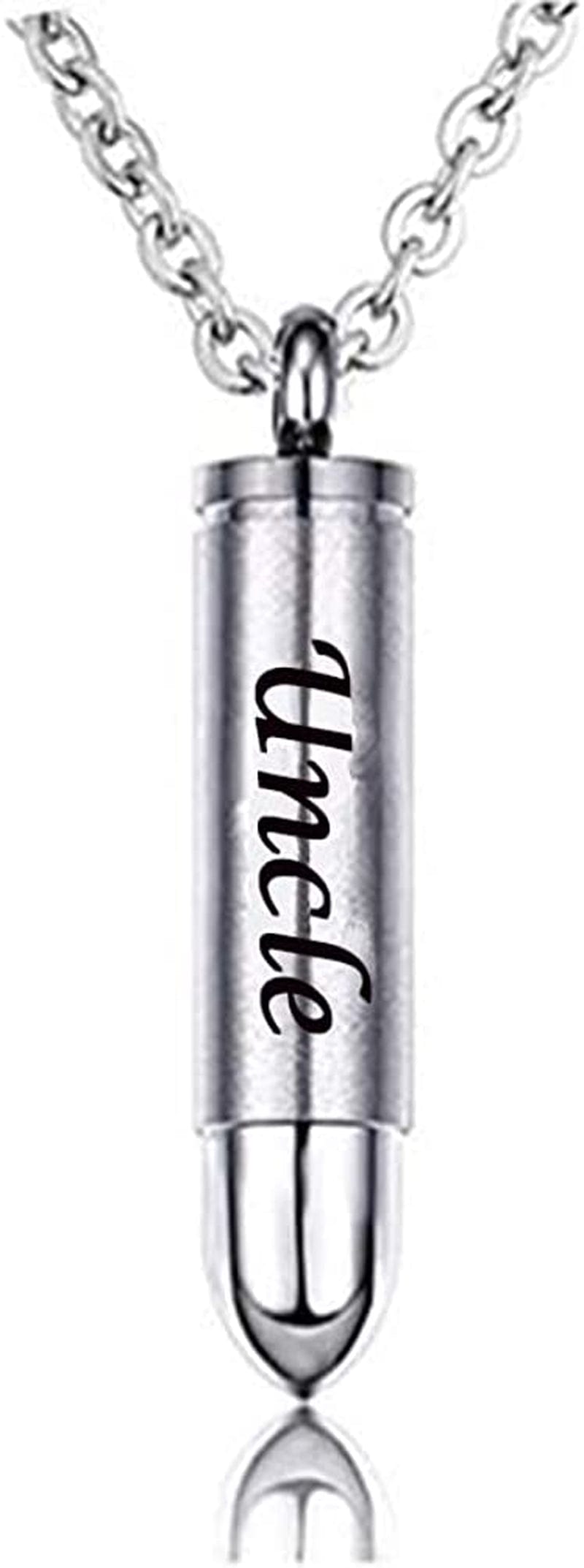 MEMORIALU Celtic Cross Bullet Urn Necklaces for Ashes Cremation Jewelry Keepsake Memorial Pendant Uncle-Stainless Steel