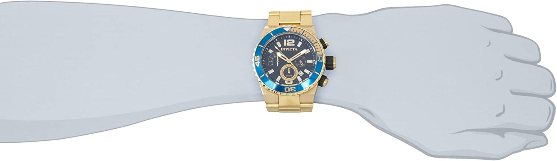 Men'S 1344 Pro Diver Chronograph Blue Dial 18K Gold Ion-Plated Stainless Steel Watch