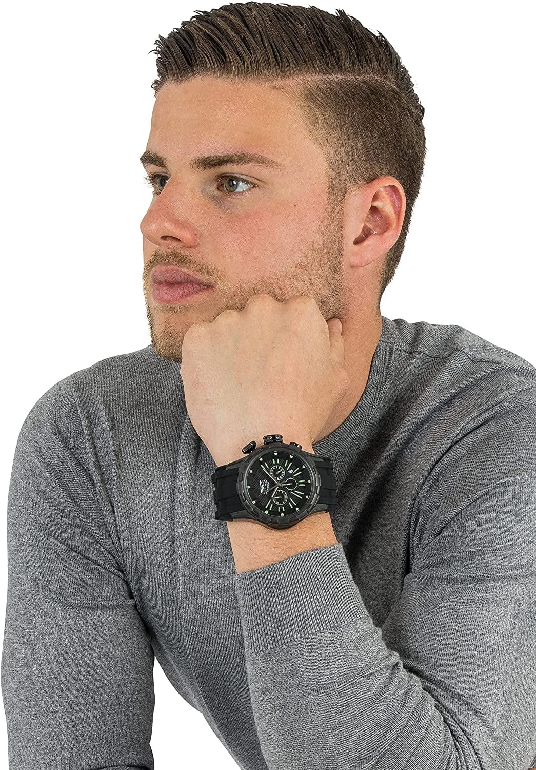 Men'S 16974 I-Force Analog Display Japanese Quartz Black Watch