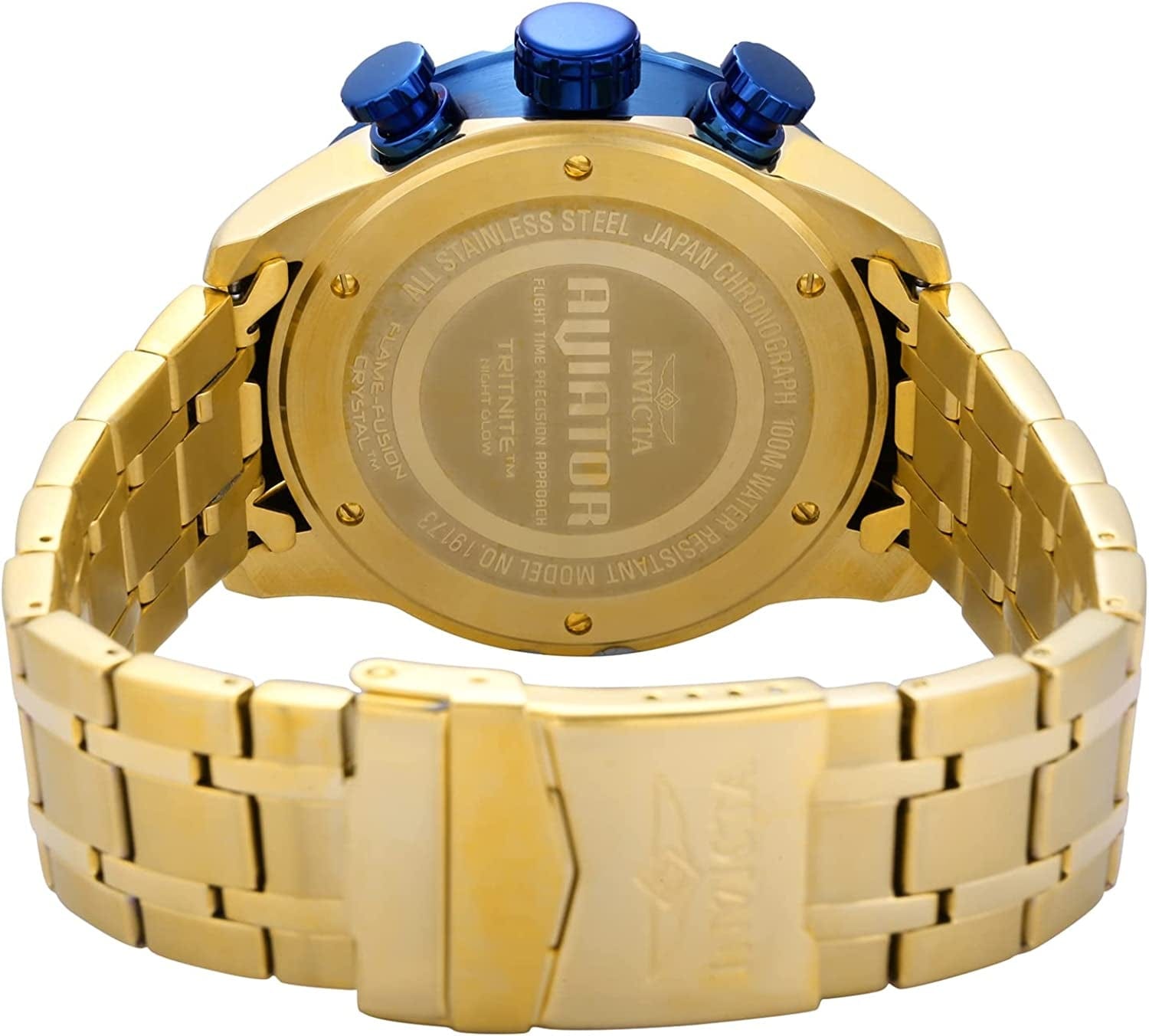 Men'S 19173 Aviator Analog Display Japanese Quartz Gold Watch