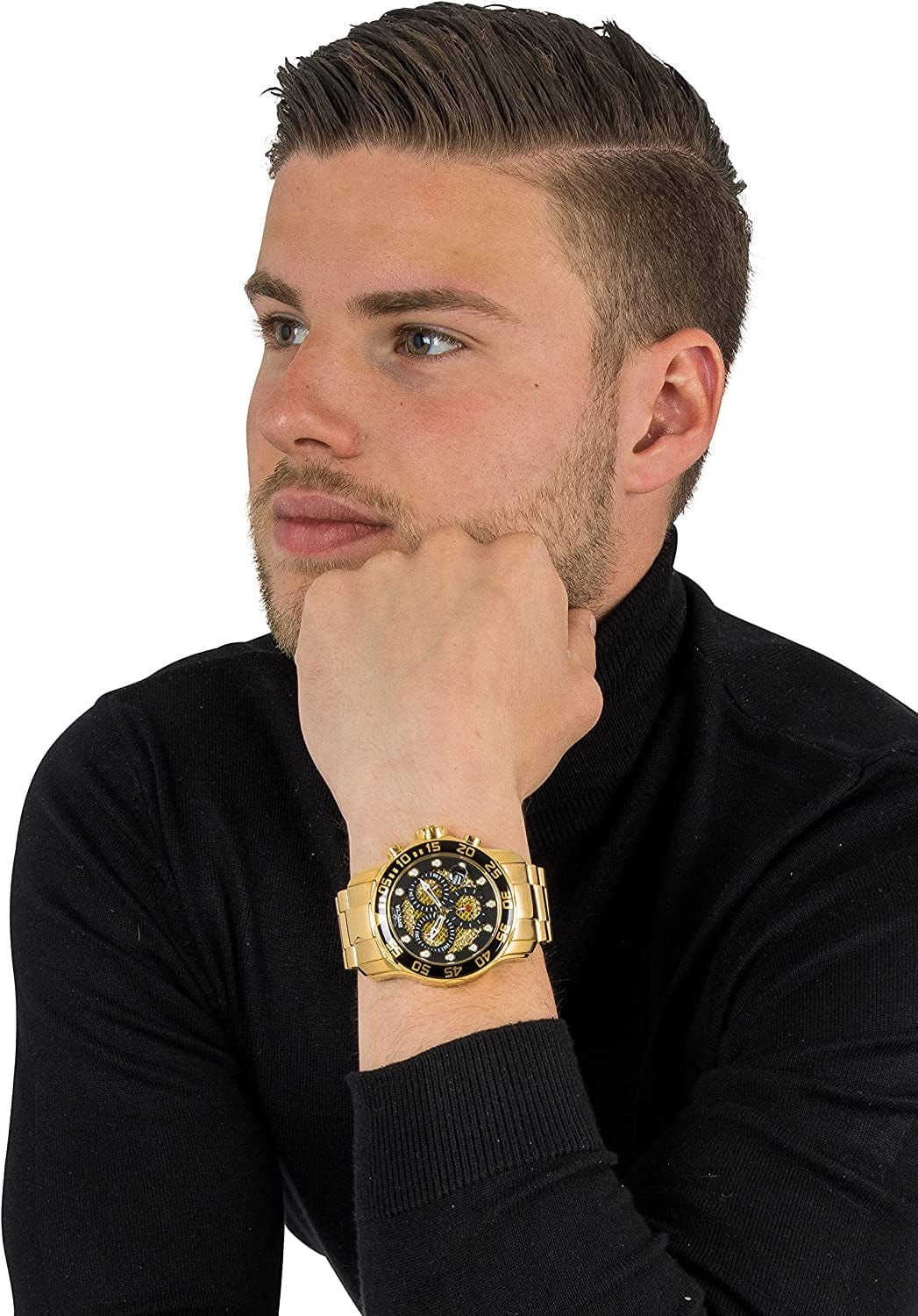 Men'S 19837 Pro Diver Analog Display Swiss Quartz Gold Watch