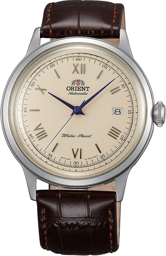 Men'S '2Nd Gen. Bambino Ver. 2' Japanese Automatic Stainless Steel and Leather Dress Watch Creme Dial