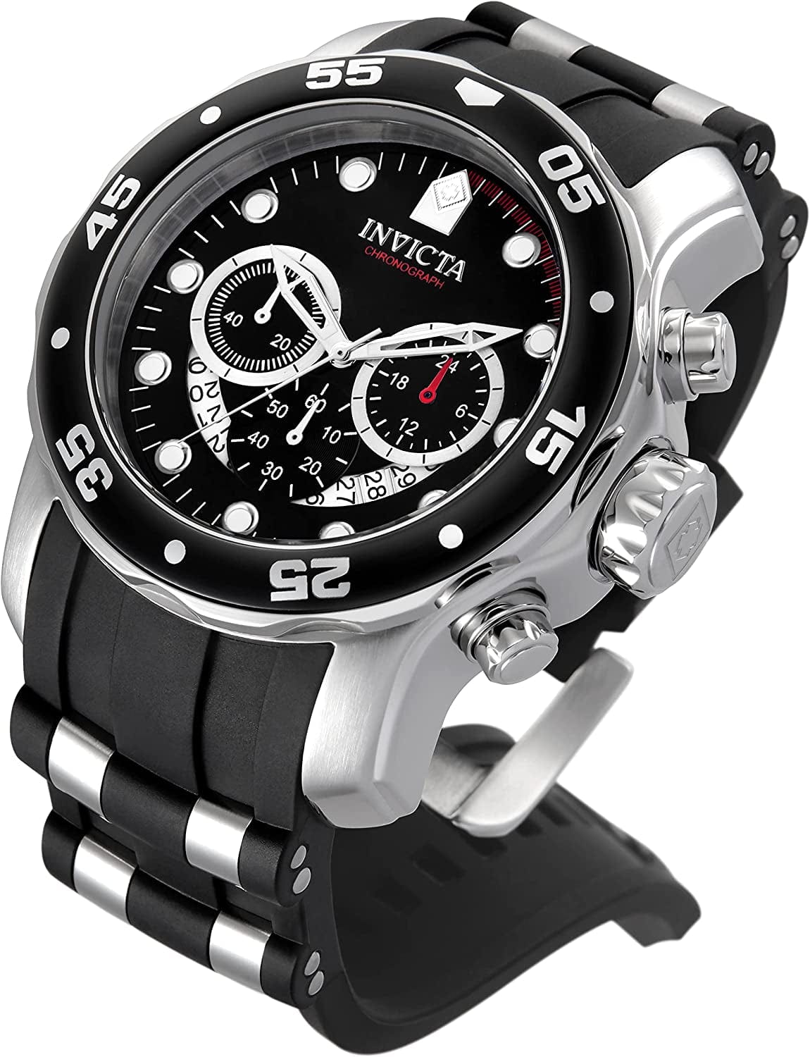 Men'S 6977 Pro Diver Collection Stainless Steel Watch, Blue Dial Black Polyurethane Watch