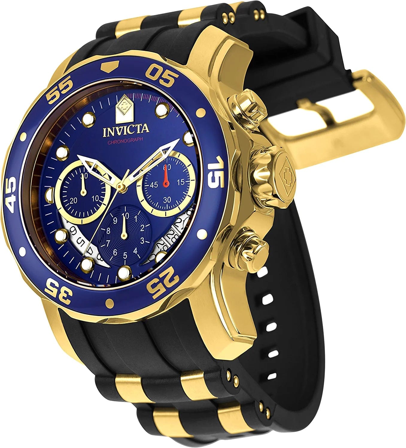 Men'S 6983 Pro Diver Collection Chronograph Blue Dial Black Polyurethane Watch