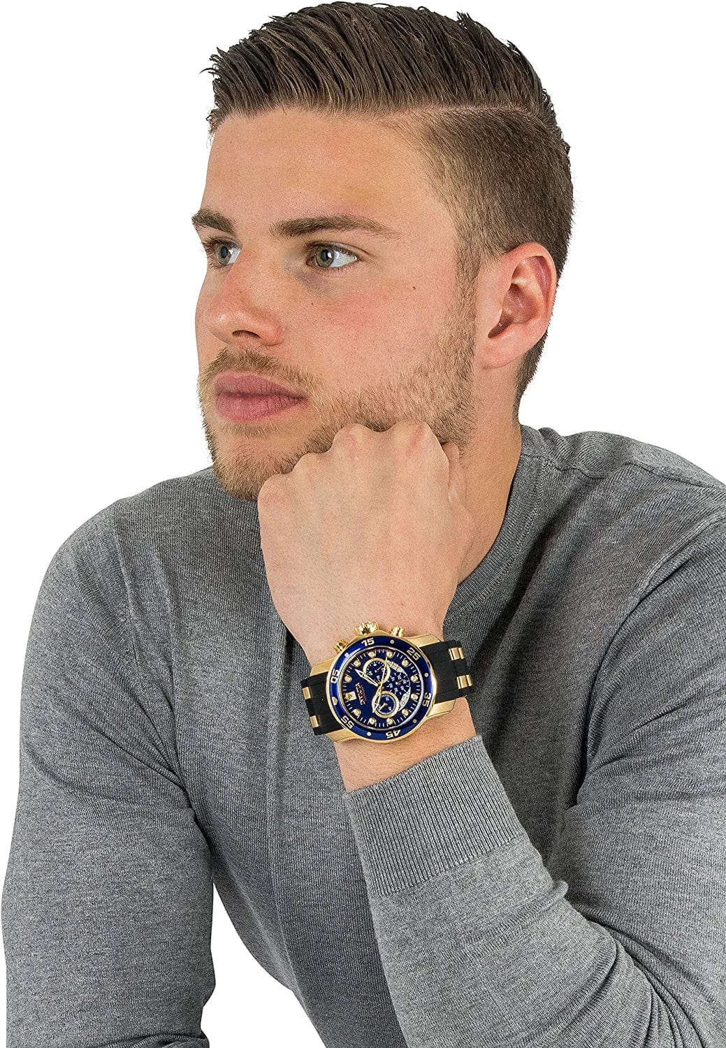 Men'S 6983 Pro Diver Collection Chronograph Blue Dial Black Polyurethane Watch