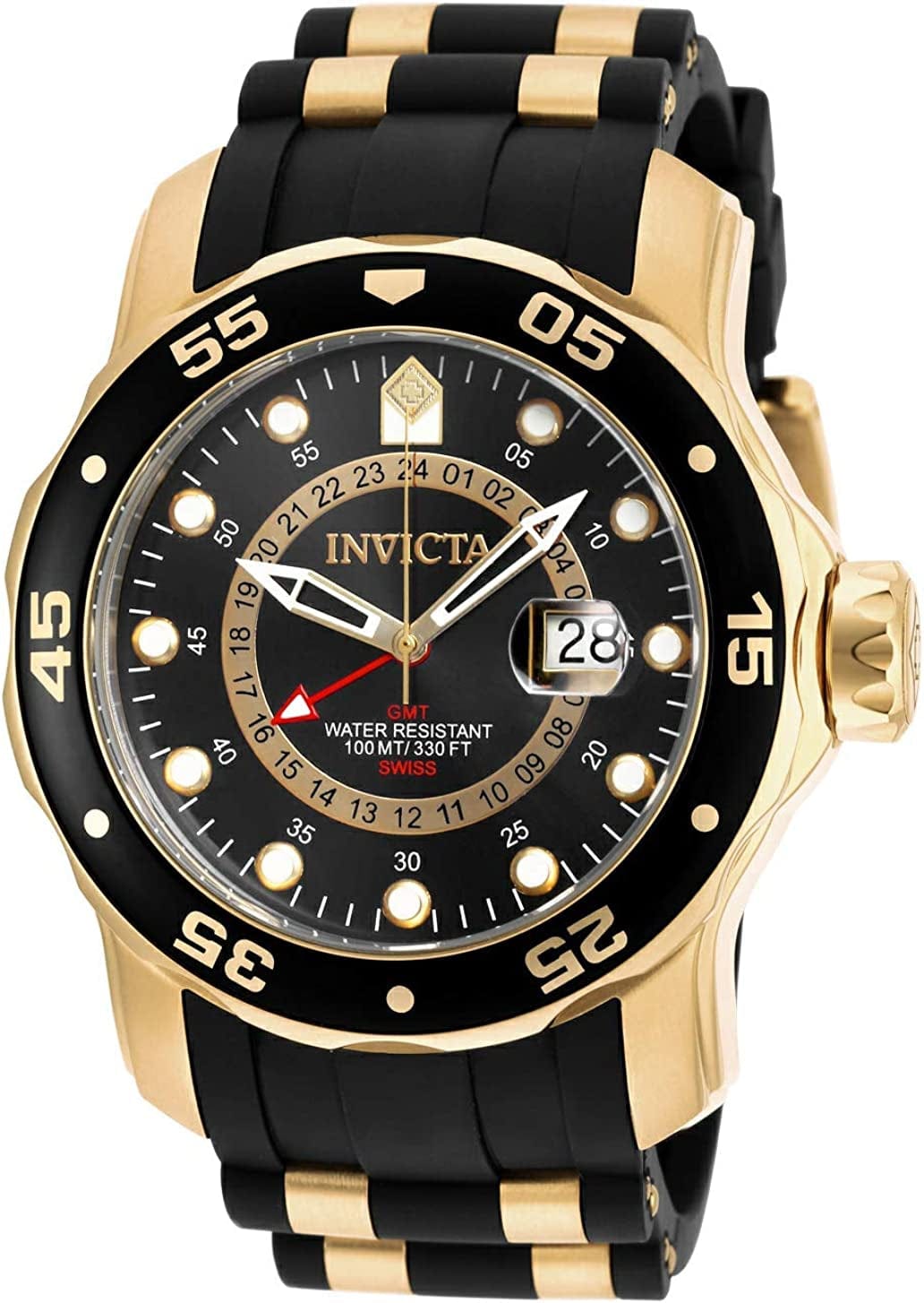 Men'S 6991 Pro Diver Collection GMT Black Dial Black Polyurethane Watch