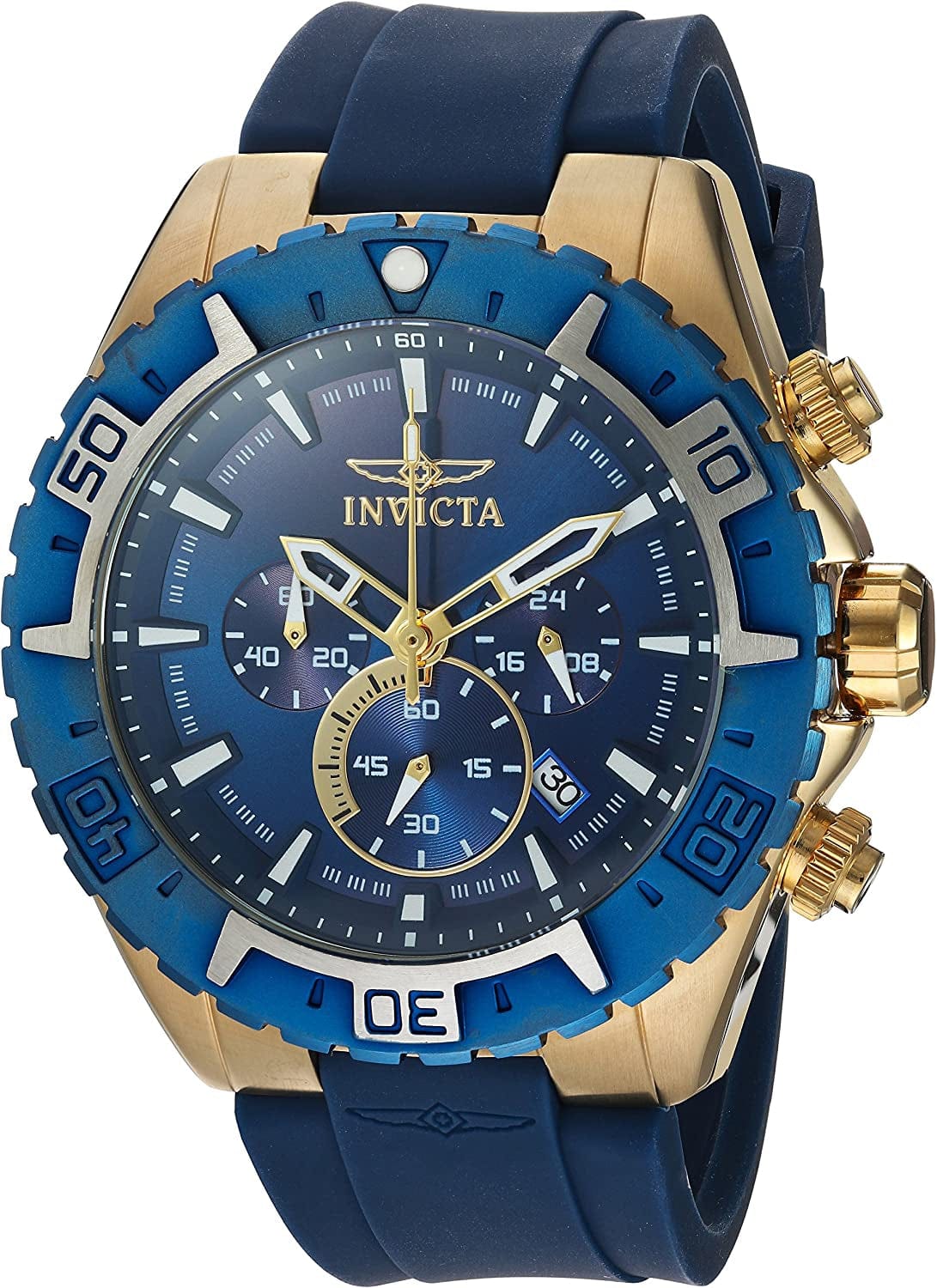 Men'S Aviator Stainless Steel Quartz Watch Gold / 49mm