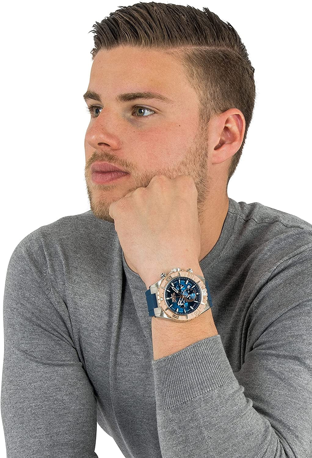 Men'S Aviator Stainless Steel Quartz Watch