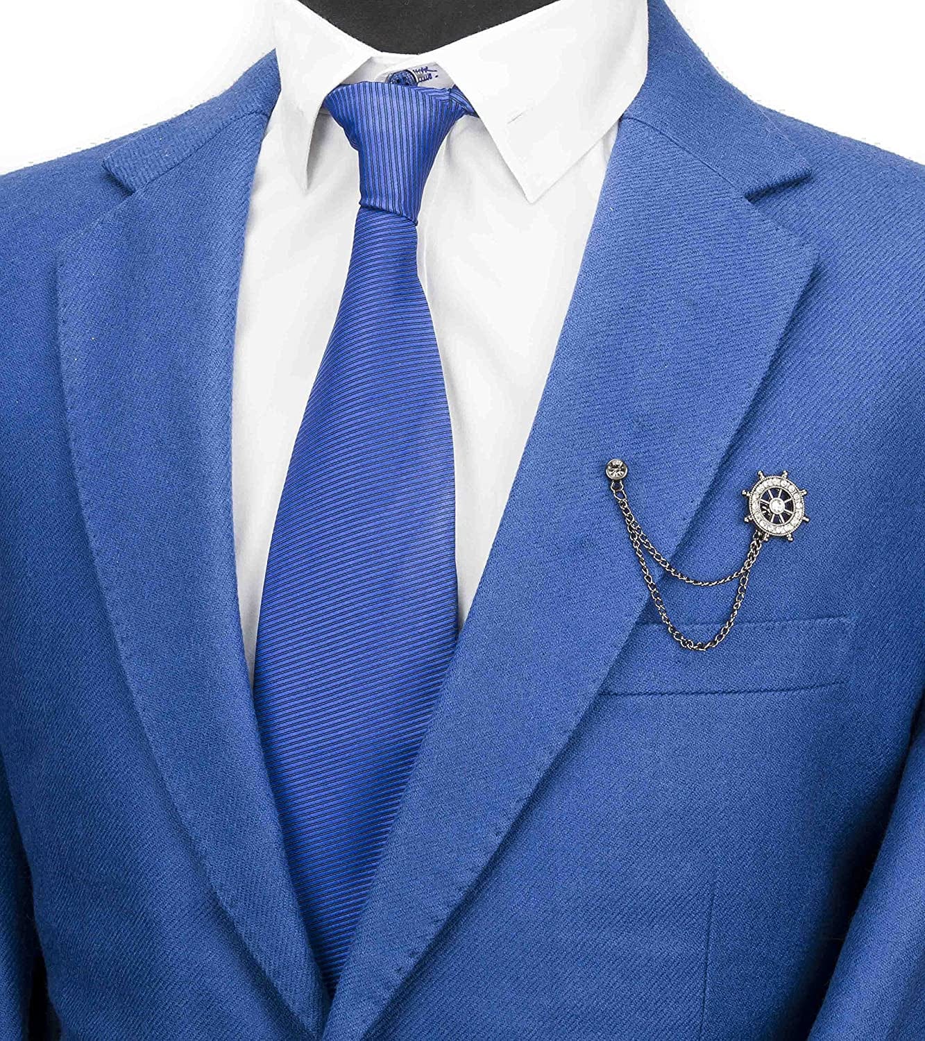 Men'S Black Anchor with Swarovski Detailing Brooch/Lapel Pin Black