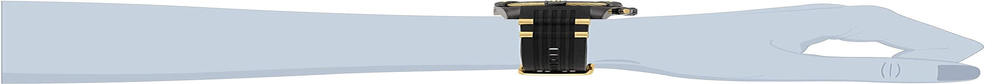 Men'S Bolt Japanese Quartz Watch with Silicone, Stainless Steel Strap, Black, Gold, 26 (Model: 32696)