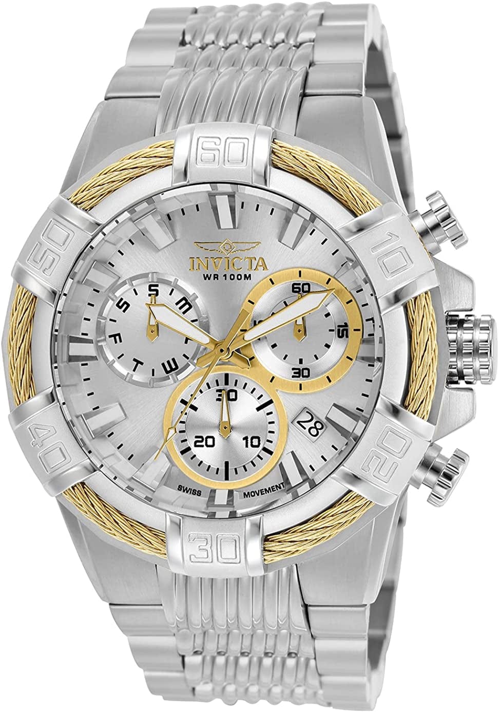 Men'S Bolt Quartz Watch with Two-Tone-Stainless-Steel Strap, 16 25863