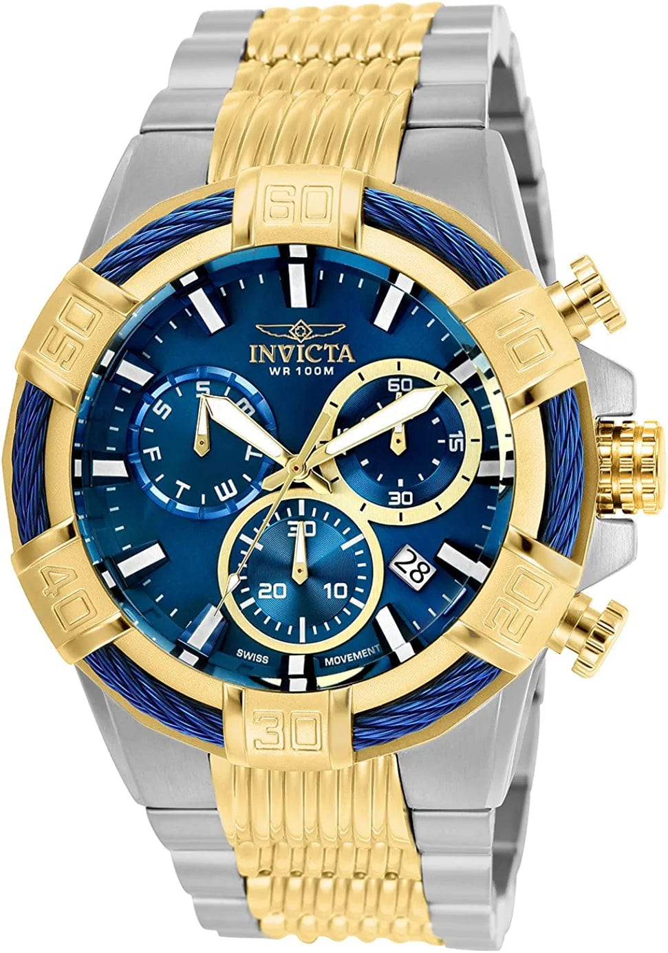 Men'S Bolt Quartz Watch with Two-Tone-Stainless-Steel Strap, 16 25865