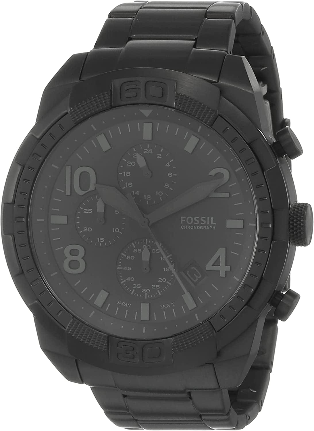 Men'S Bronson Stainless Steel Quartz Dress Chronograph Watch Black 50mm