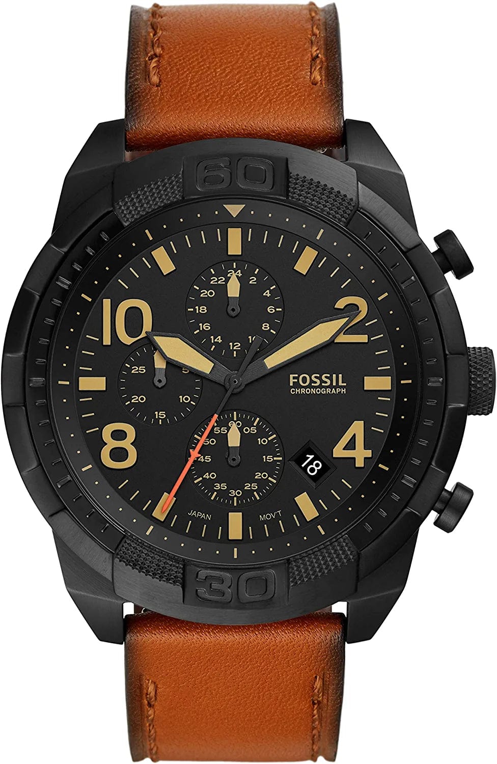 Men'S Bronson Stainless Steel Quartz Dress Chronograph Watch Black, Brown