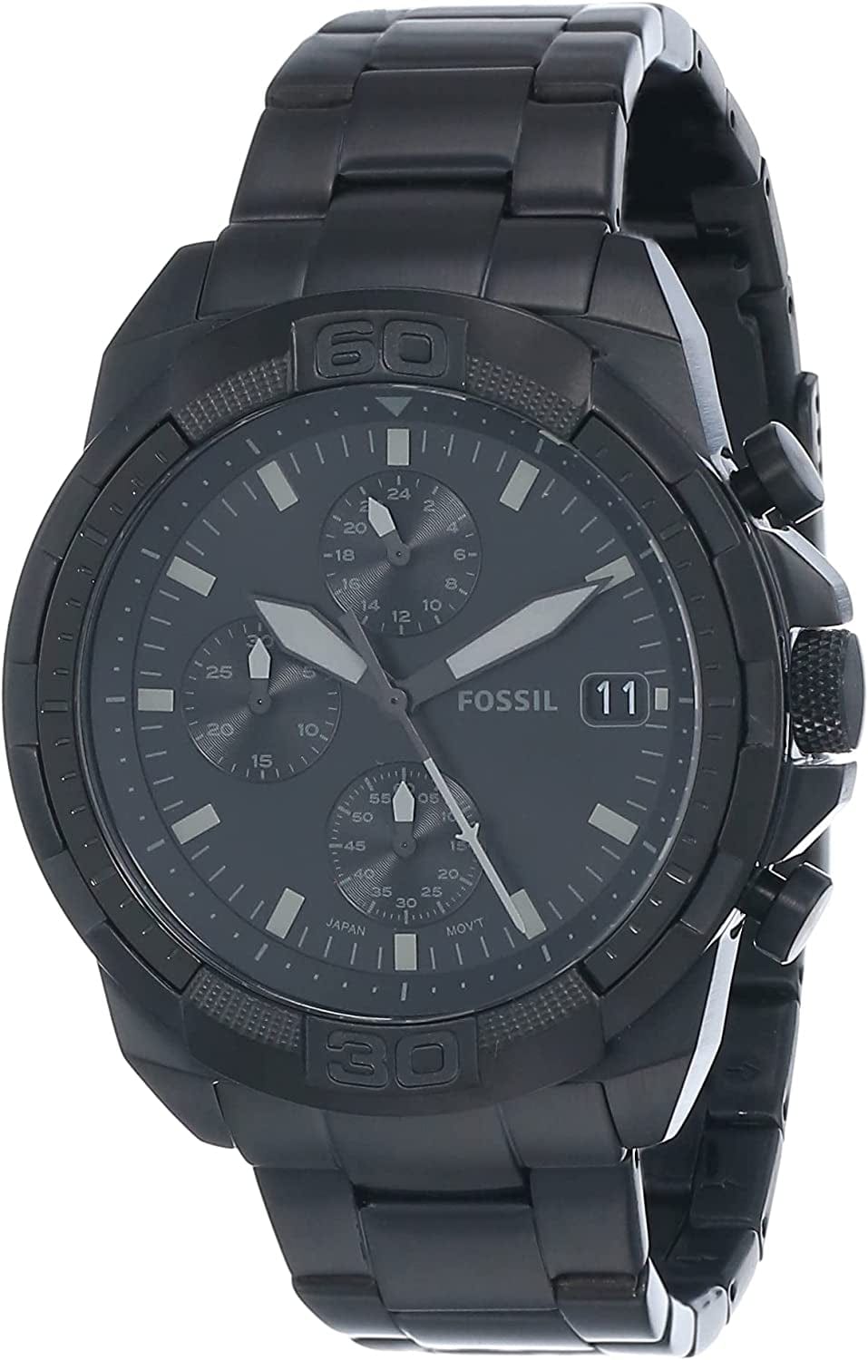 Men'S Bronson Stainless Steel Quartz Dress Chronograph Watch Black/Black