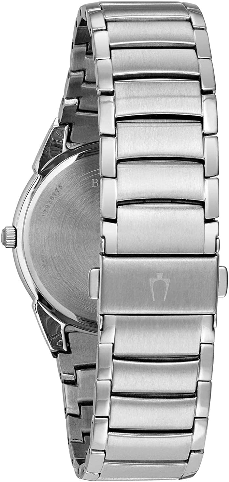 Men'S Classic Stainless Steel 3-Hand Calendar Date Quartz Watch, Silver Tone Dial Style: 96B015