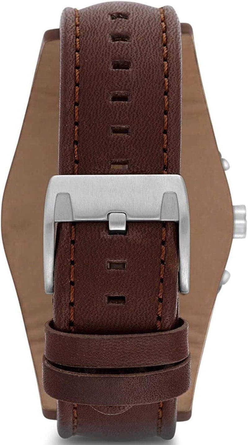 Men'S Coachman Stainless Steel and Leather Casual Cuff Quartz Watch