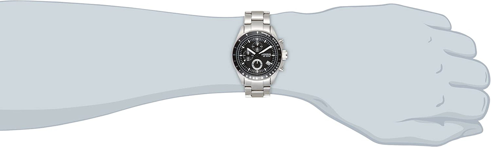 Men'S Decker Quartz Stainless Steel Chronograph Watch Silver