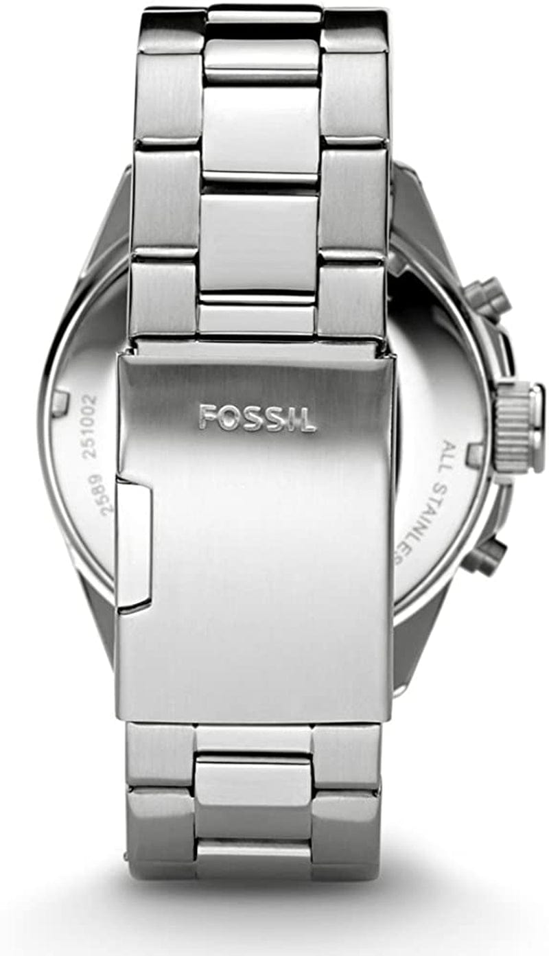 Men'S Decker Quartz Stainless Steel Chronograph Watch Silver