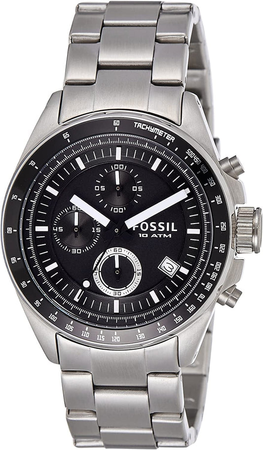 Men'S Decker Quartz Stainless Steel Chronograph Watch Silver