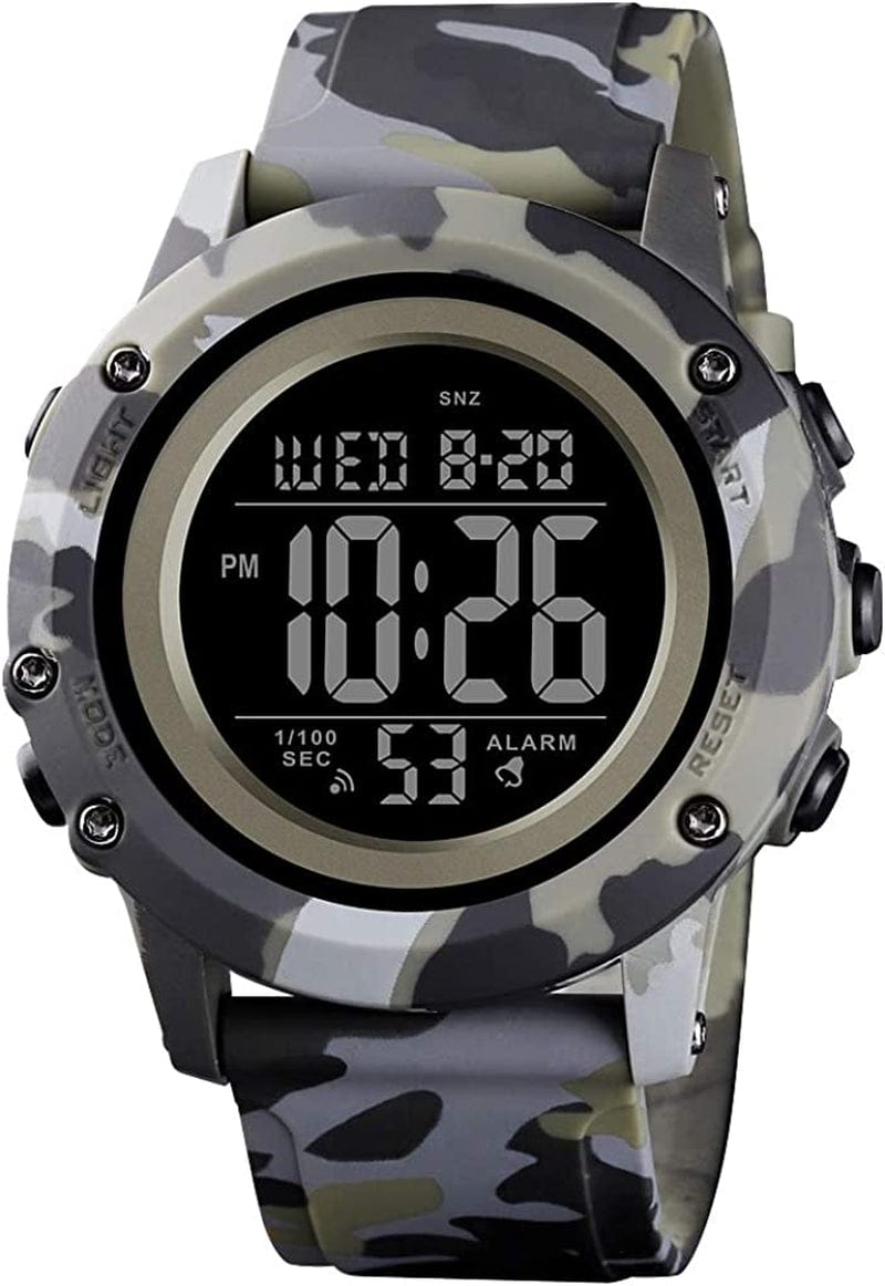 Men'S Digital Sports Watch Large Face Waterproof Wrist Watches for Men with Stopwatch Alarm LED Back Light Camouflage-Green / Medium-48mm