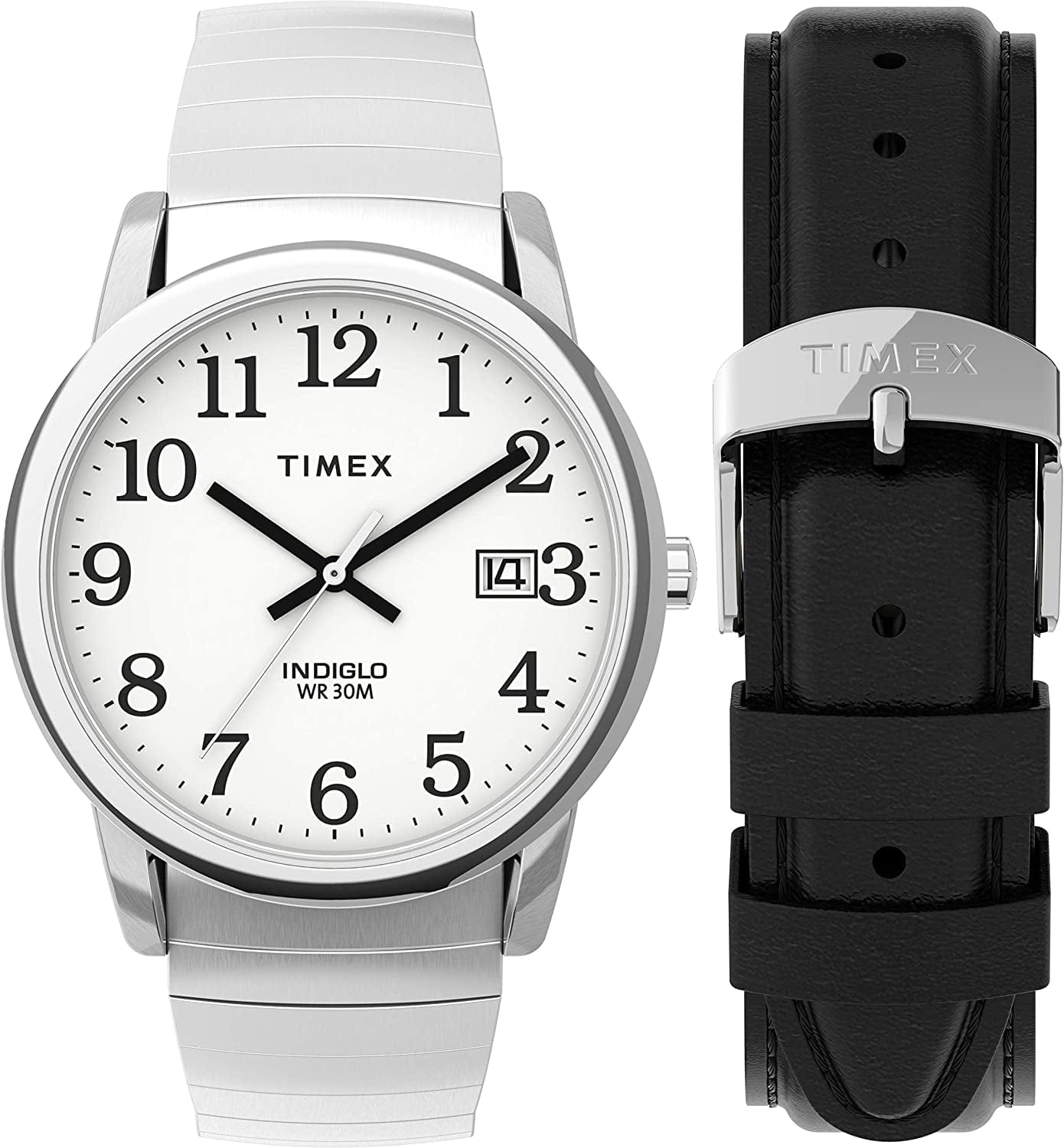 Men'S Easy Reader 35Mm Date Watch Silver-Tone Taper/Black
