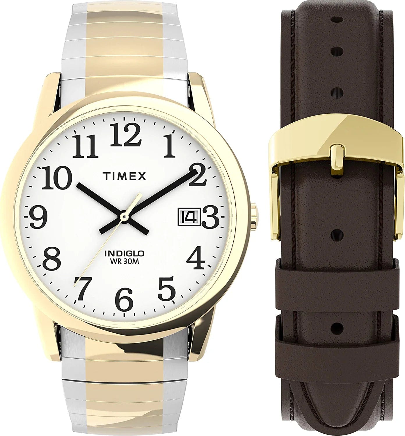 Men'S Easy Reader 35Mm Date Watch Two-Tone Taper/Brown