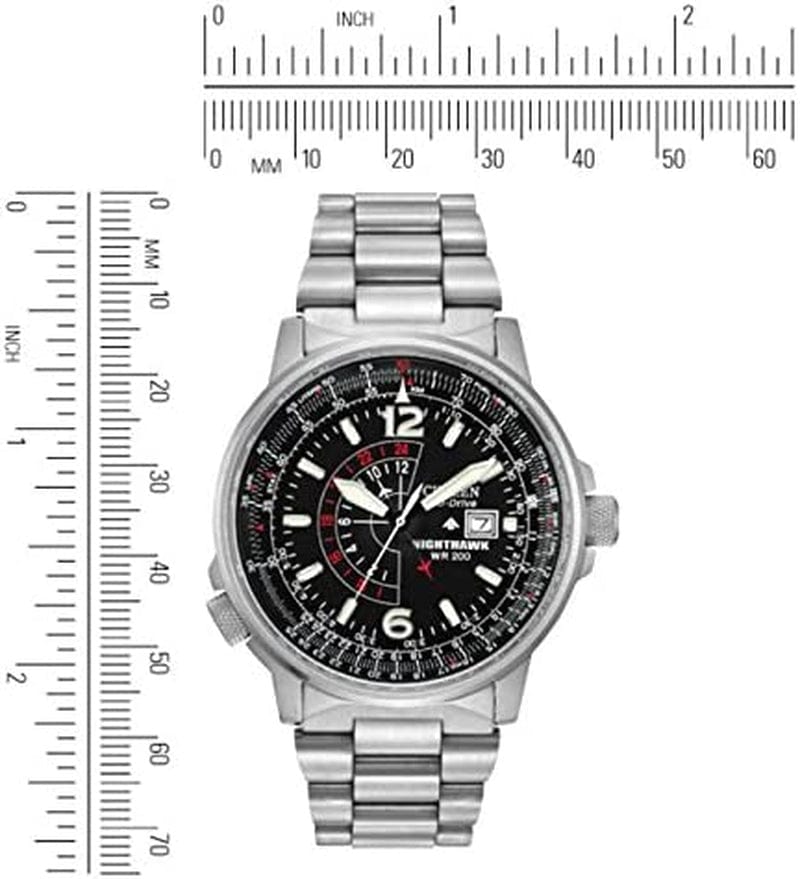 Men'S Eco-Drive Promaster Air Nighthawk Pilot Watch in Stainless Steel, Black Dial (Model: BJ7000-52E)