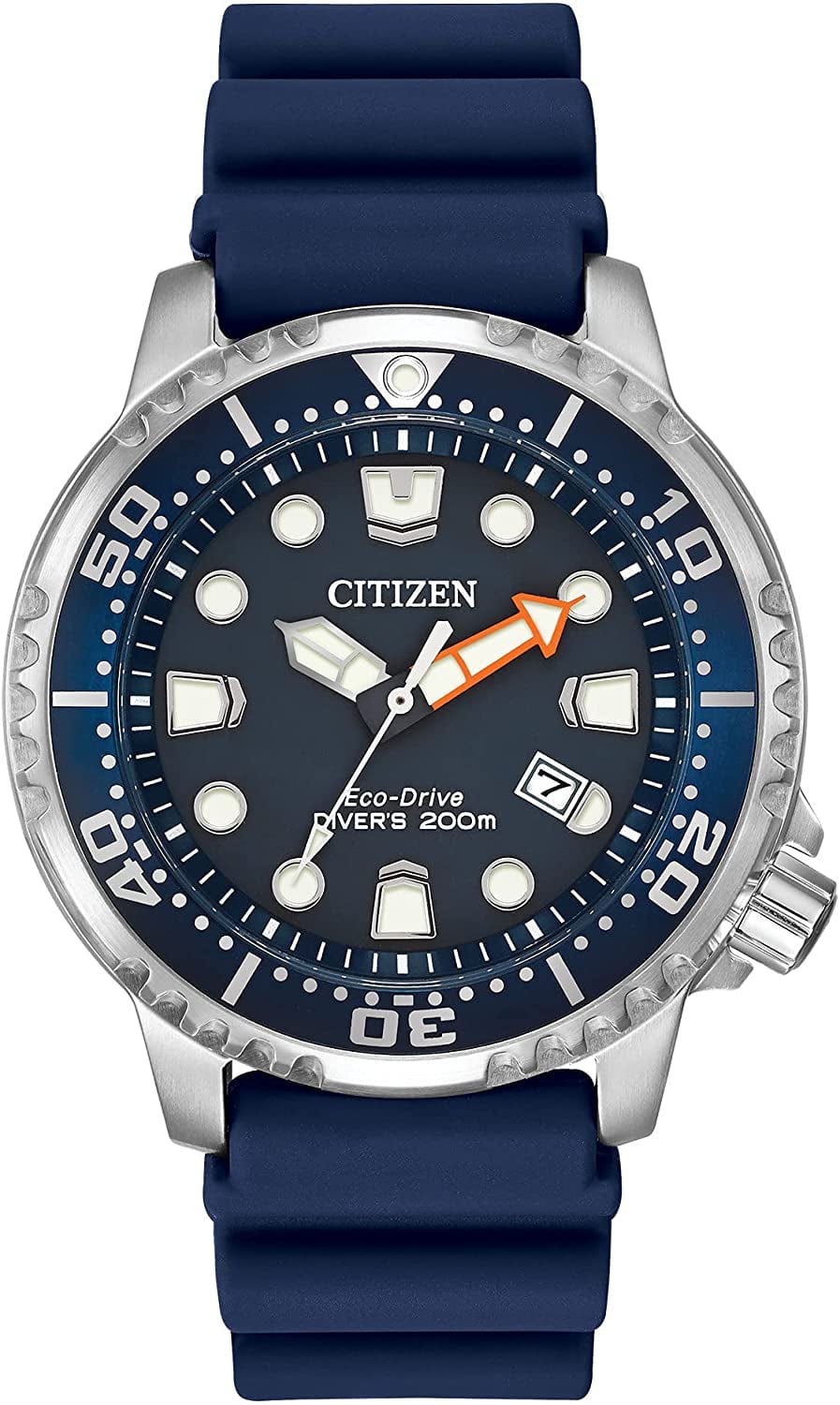 Men'S Eco-Drive Promaster Diver Watch, Stainless Steel with Polyurethane Strap Blue Strap, Blue Dial