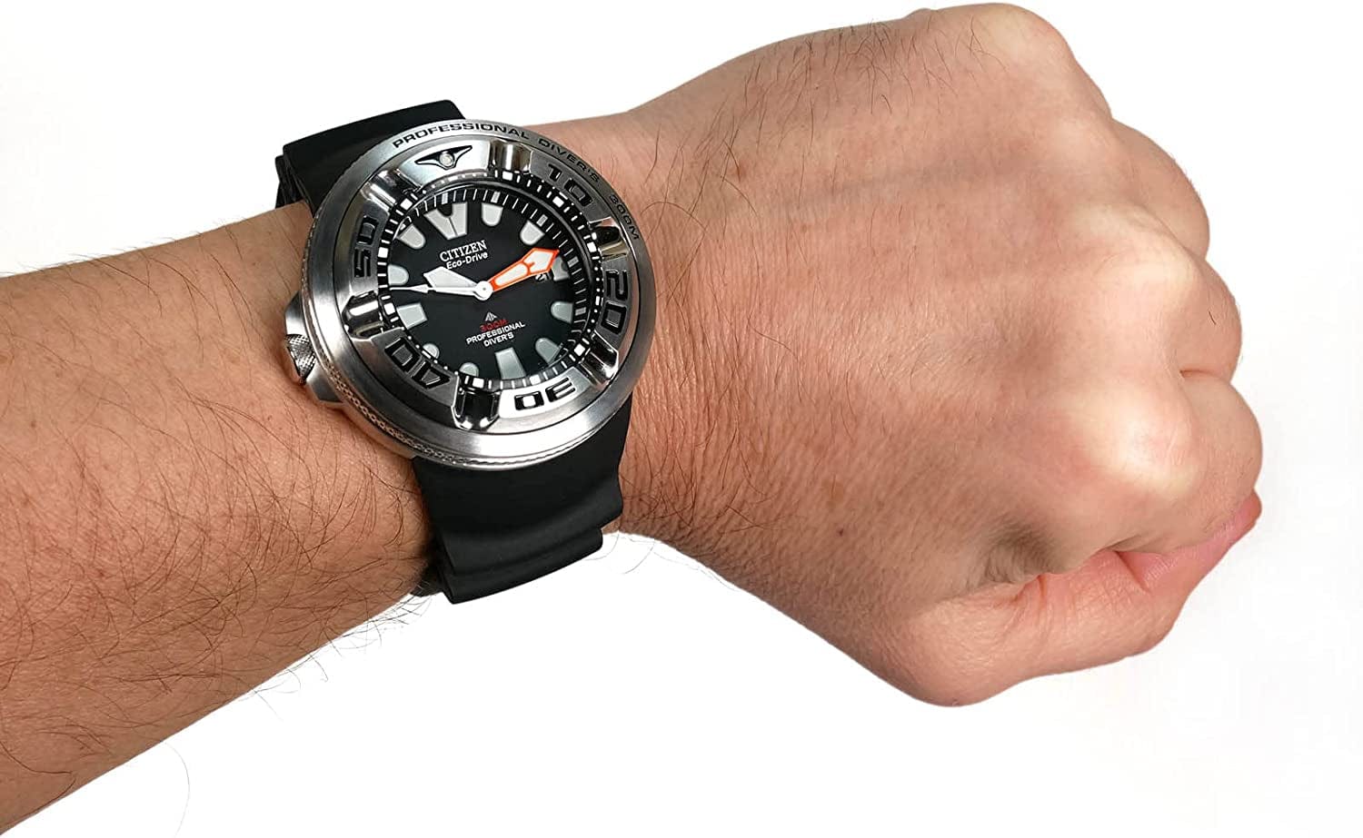 Men'S Eco-Drive Promaster Sea Dive Watch in Stainless Steel with Black Polyurethane Strap, Black Dial (Model: BJ8050-08E)