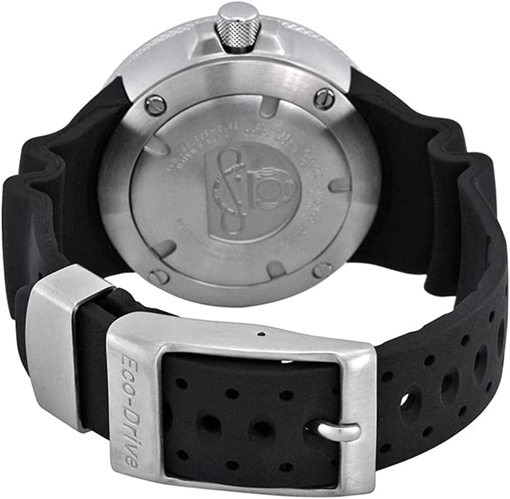 Men'S Eco-Drive Promaster Sea Dive Watch in Stainless Steel with Black Polyurethane Strap, Black Dial (Model: BJ8050-08E)