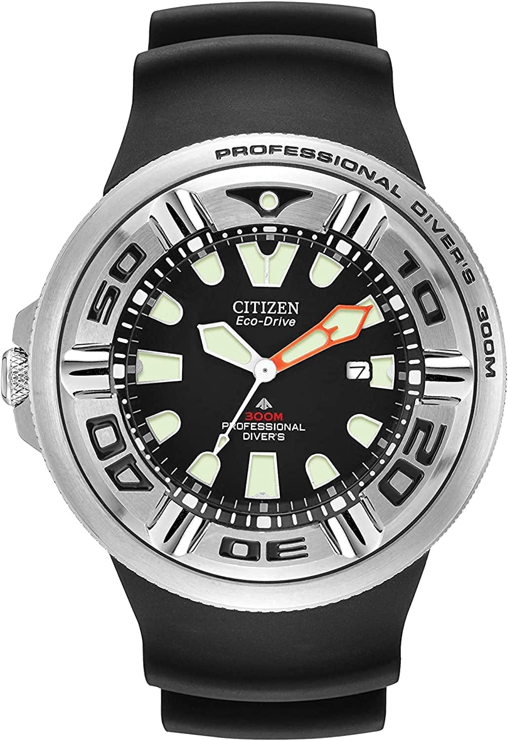 Men'S Eco-Drive Promaster Sea Dive Watch in Stainless Steel with Black Polyurethane Strap, Black Dial (Model: BJ8050-08E)