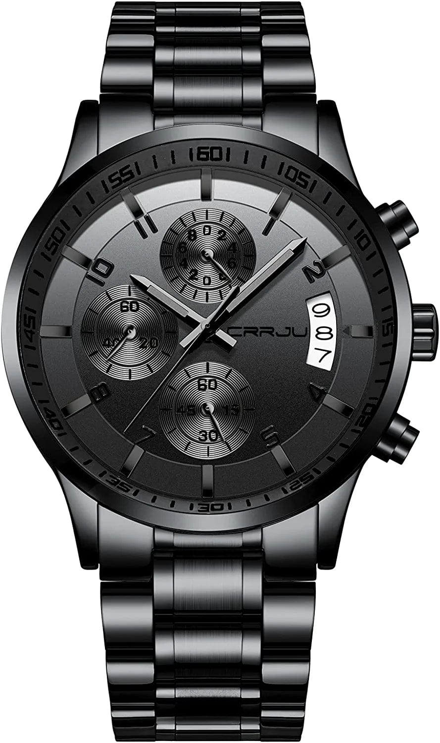 Men'S Fashion Stainless Steel Watches Date Waterproof Chronograph Wristwatches,Stainsteel Steel Band Waterproof Watch grey grey